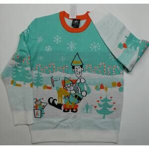 Bioworld ELF The Movie Men's Ugly Christmas Sweater Knit Pullover, small